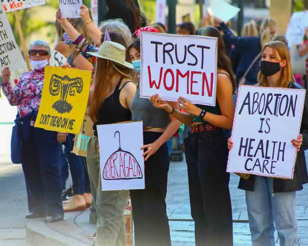 Women at a reproductive rights rally