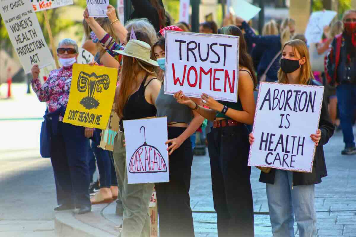 Women at a reproductive rights rally