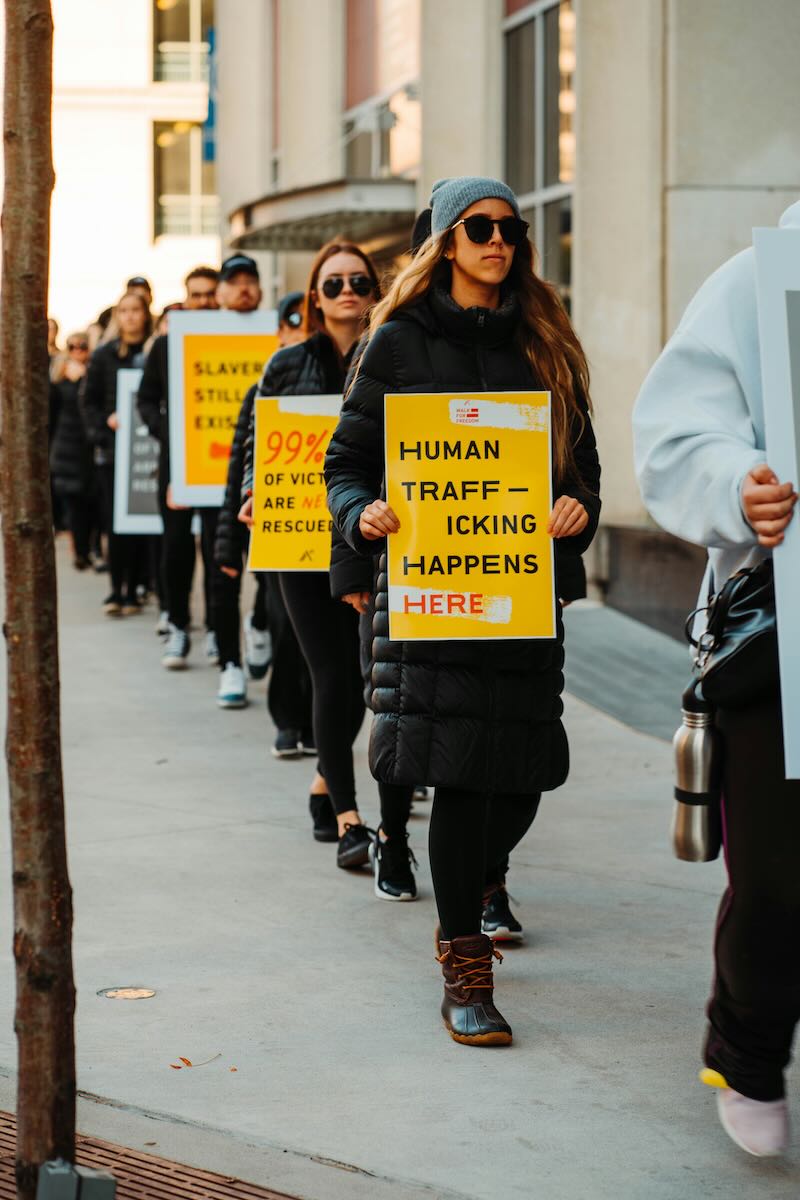 Human trafficking awareness march