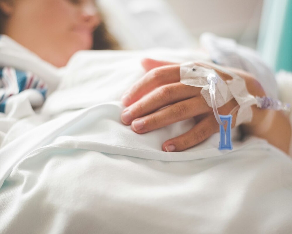 Woman in hospital